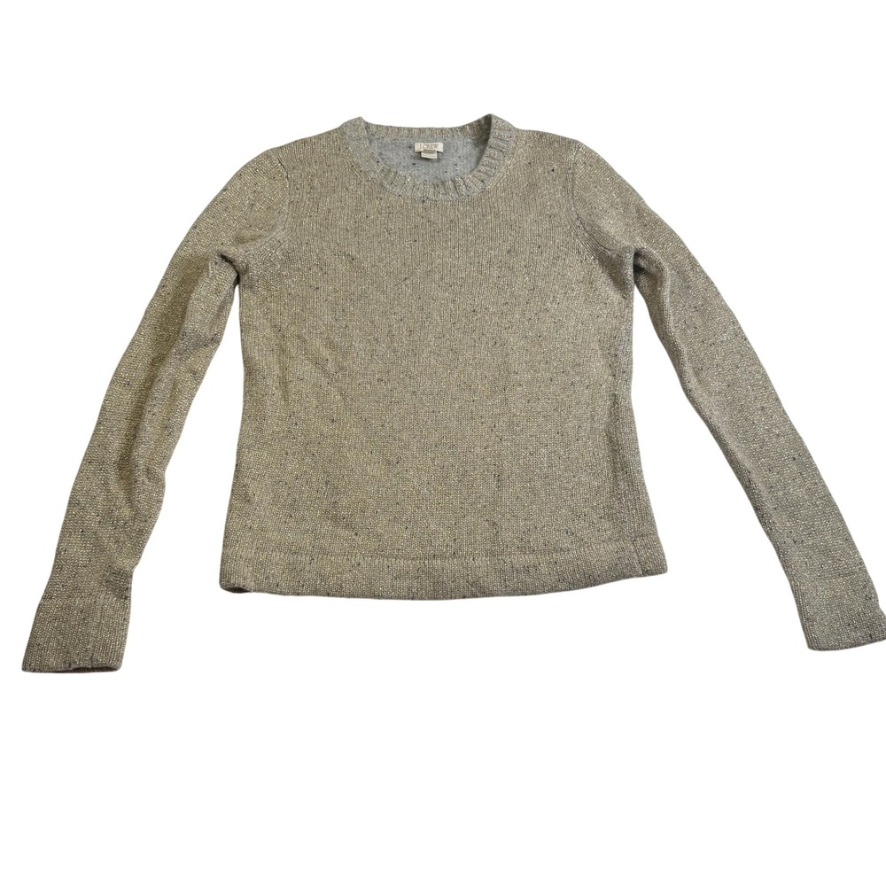 J.Crew Sweater Women S Gold Lambswool Lurex Classic Crewneck Shimmer H3661